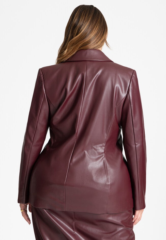 Faux Leather Asym Blazer, PORT ROYAL, on-hover image number null